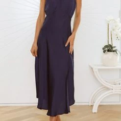 Levency Halter Neck Backless Slit Dress New In