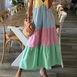 Levency Rainbow Kisses Slip Maxi Dress