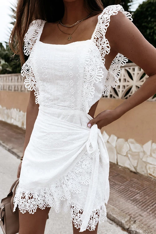 Levency Lace Trim Wrap Front Mini Dress 7 Levency Lace Trim Wrap Front Mini Dress