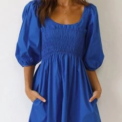 Levency New In Shirred Bodice Babydoll Mini Dress 18 Levency New In Shirred Bodice Babydoll Mini Dress