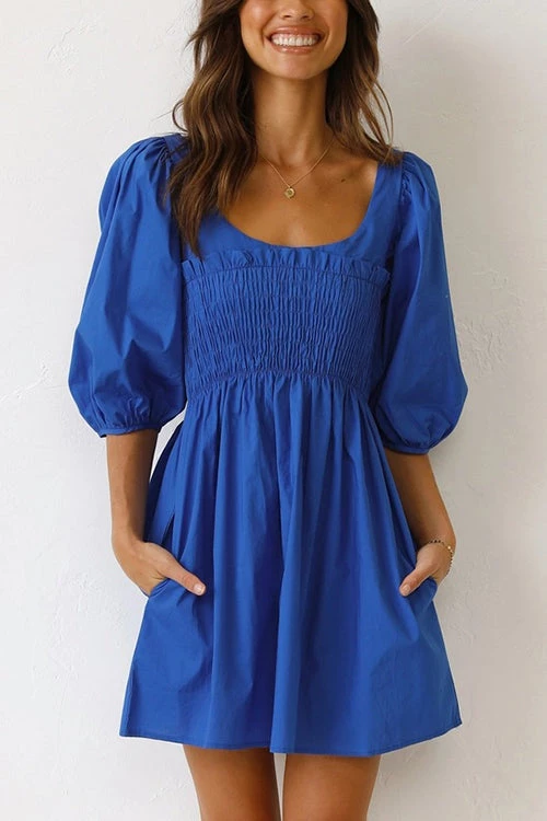 Levency New In Shirred Bodice Babydoll Mini Dress 4 Levency New In Shirred Bodice Babydoll Mini Dress