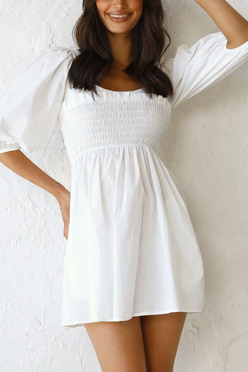 Levency New In Shirred Bodice Babydoll Mini Dress 15 Levency New In Shirred Bodice Babydoll Mini Dress
