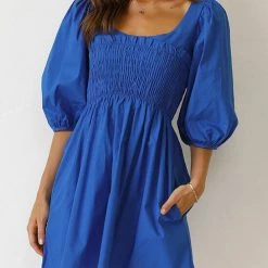 Levency New In Shirred Bodice Babydoll Mini Dress