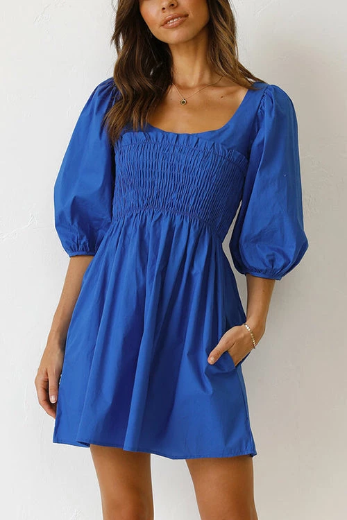 Levency New In Shirred Bodice Babydoll Mini Dress 1 Levency New In Shirred Bodice Babydoll Mini Dress