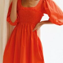 Levency New In Shirred Bodice Babydoll Mini Dress