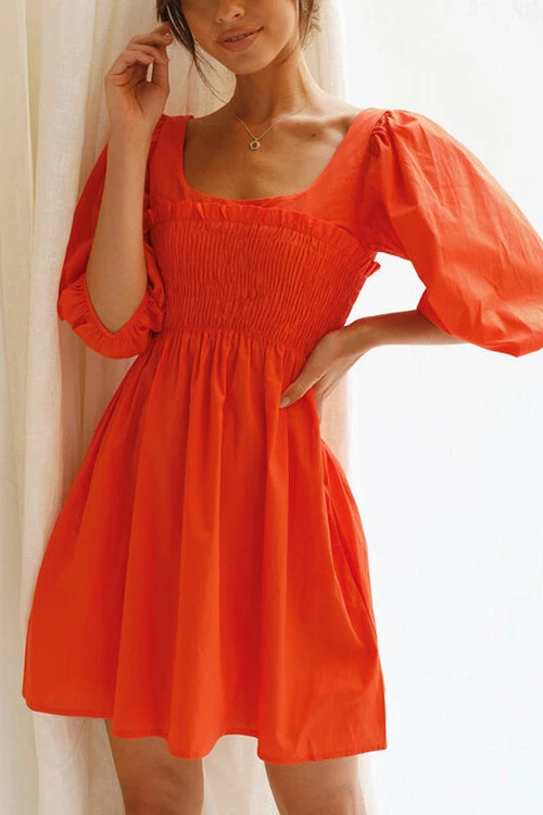 Levency New In Shirred Bodice Babydoll Mini Dress 2 Levency New In Shirred Bodice Babydoll Mini Dress