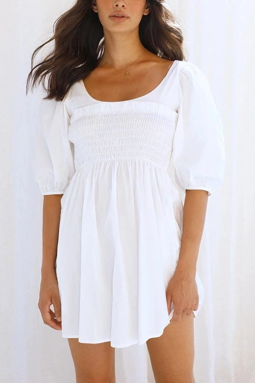 Levency New In Shirred Bodice Babydoll Mini Dress 6 Levency New In Shirred Bodice Babydoll Mini Dress