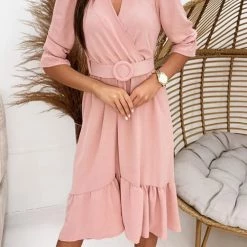 Levency New In Ruffles V Neck Half Sleeve Dress