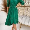 Levency New In Ruffles V Neck Half Sleeve Dress