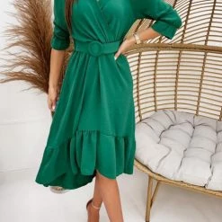 Levency New In Ruffles V Neck Half Sleeve Dress