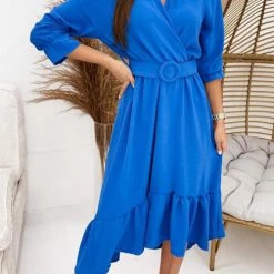 Levency New In Ruffles V Neck Half Sleeve Dress