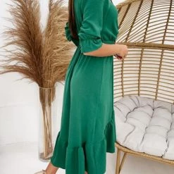 Levency New In Ruffles V Neck Half Sleeve Dress