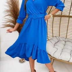 Levency New In Ruffles V Neck Half Sleeve Dress