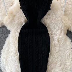 Levency New In Irregular Raw Eage Sweater Mini Dress