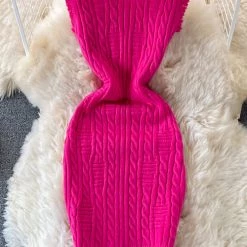 Levency New In Irregular Raw Eage Sweater Mini Dress