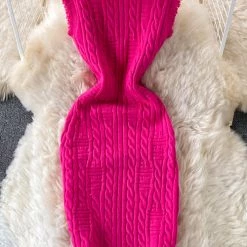 Levency New In Irregular Raw Eage Sweater Mini Dress