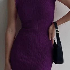 Levency New In Irregular Raw Eage Sweater Mini Dress