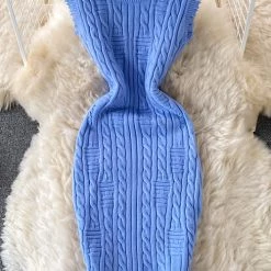 Levency New In Irregular Raw Eage Sweater Mini Dress