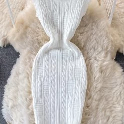 Levency New In Irregular Raw Eage Sweater Mini Dress