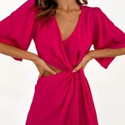 Levency Crossover Cut Out Tie Fron Mini Dress New In