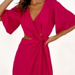 Levency Crossover Cut Out Tie Fron Mini Dress New In