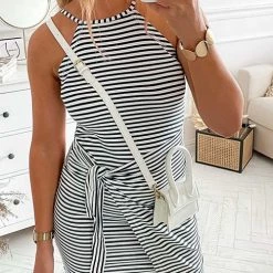 Levency New In Striped Wrap Tie Asymmetric Halter Midi Dress 17 Levency New In Striped Wrap Tie Asymmetric Halter Midi Dress