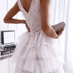 Levency Lace Mesh V Neck Tank Cake Dress 28 Levency Lace Mesh V Neck Tank Cake Dress