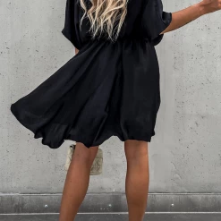 Levency Flowly V Neck Bat Mini Dress 14 Levency Flowly V Neck Bat Mini Dress