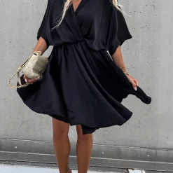 Levency Flowly V Neck Bat Mini Dress 16 Levency Flowly V Neck Bat Mini Dress