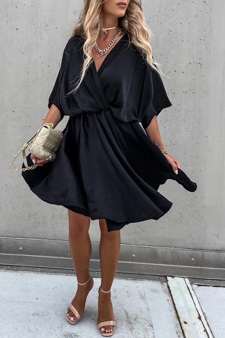 Levency Flowly V Neck Bat Mini Dress 8 Levency Flowly V Neck Bat Mini Dress