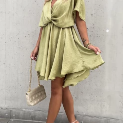 Levency Flowly V Neck Bat Mini Dress 11 Levency Flowly V Neck Bat Mini Dress