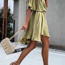 Levency Flowly V Neck Bat Mini Dress 17 Levency Flowly V Neck Bat Mini Dress