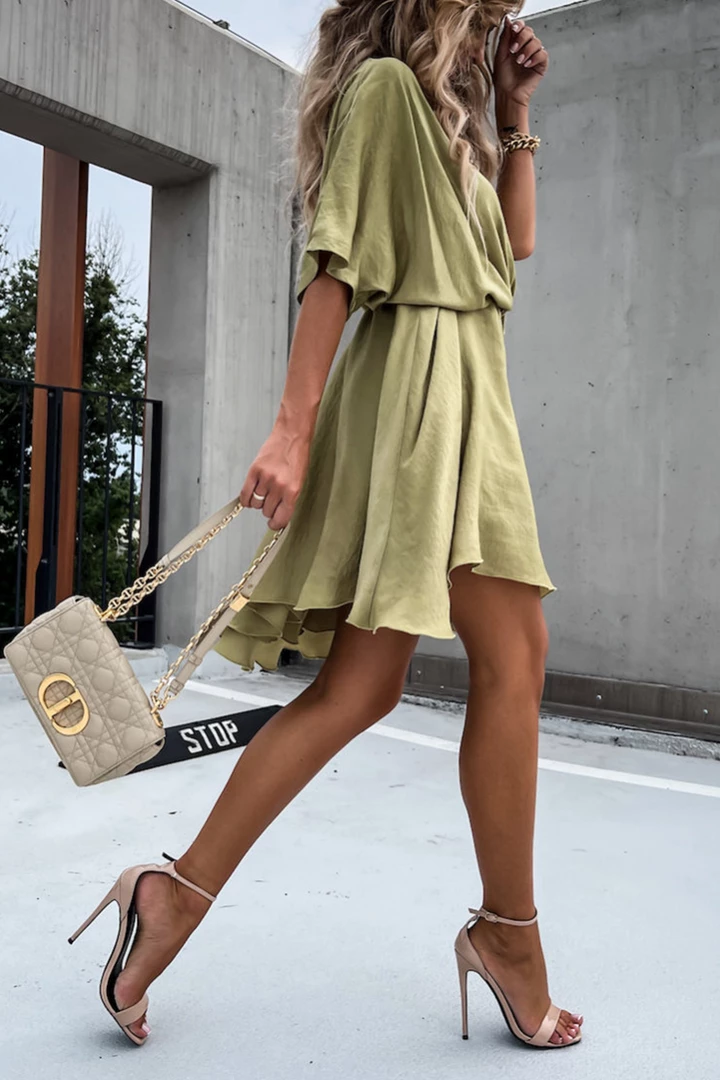 Levency Flowly V Neck Bat Mini Dress 9 Levency Flowly V Neck Bat Mini Dress