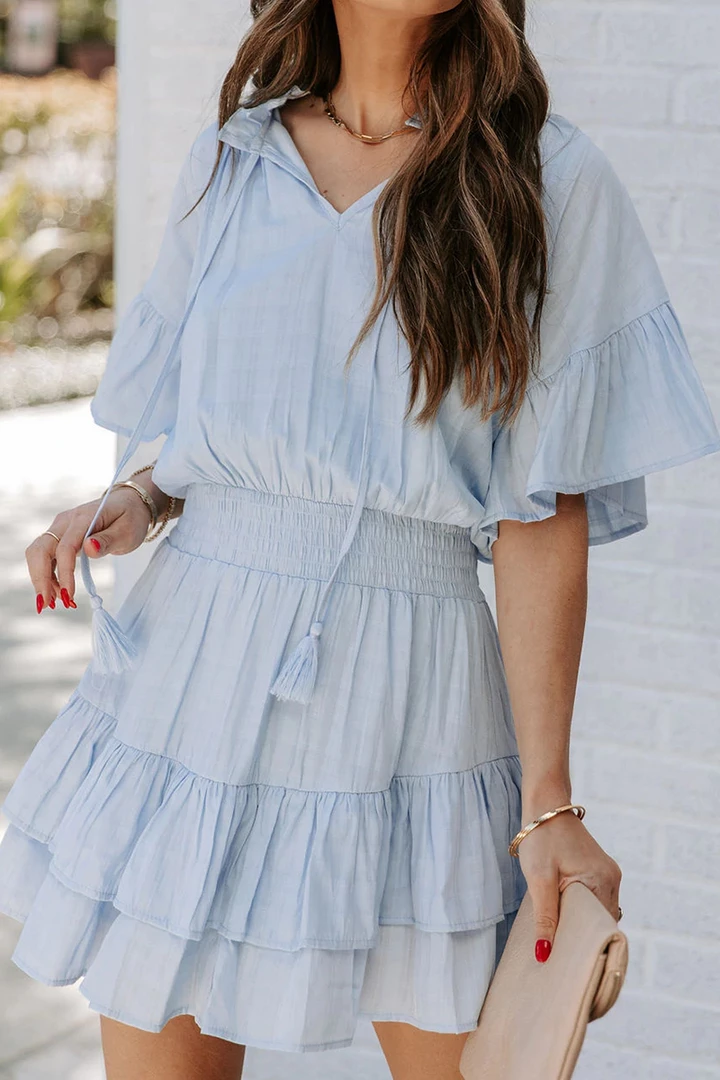 Levency Flounce V Neck Cake Skirt Dress 2 Levency Flounce V Neck Cake Skirt Dress