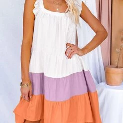 Levency New In Square High Low Tiered Colorblock Midi Dress 36 Levency New In Square High Low Tiered Colorblock Midi Dress