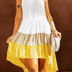 Levency New In Square High Low Tiered Colorblock Midi Dress 34 Levency New In Square High Low Tiered Colorblock Midi Dress