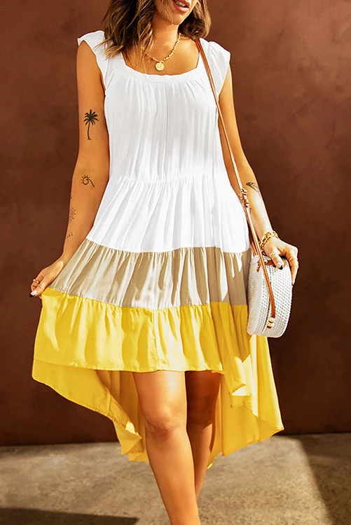 Levency New In Square High Low Tiered Colorblock Midi Dress 15 Levency New In Square High Low Tiered Colorblock Midi Dress