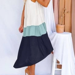 Levency New In Square High Low Tiered Colorblock Midi Dress 38 Levency New In Square High Low Tiered Colorblock Midi Dress