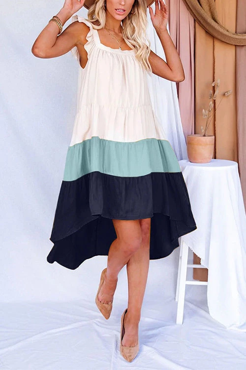 Levency New In Square High Low Tiered Colorblock Midi Dress 13 Levency New In Square High Low Tiered Colorblock Midi Dress