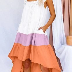 Levency New In Square High Low Tiered Colorblock Midi Dress 29 Levency New In Square High Low Tiered Colorblock Midi Dress