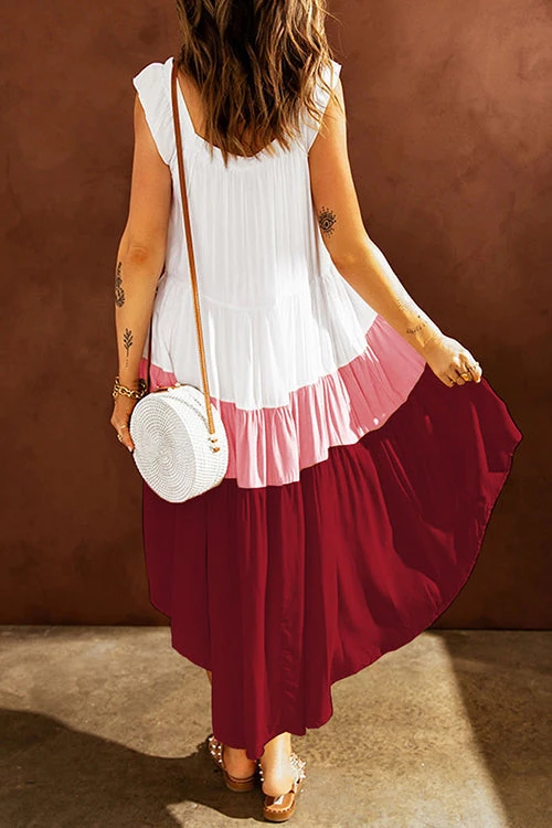 Levency New In Square High Low Tiered Colorblock Midi Dress 11 Levency New In Square High Low Tiered Colorblock Midi Dress