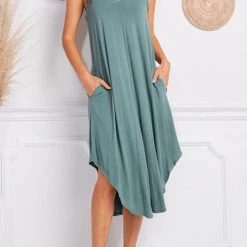 Levency New In I THINK NOT V Neck Tank Midi Dress