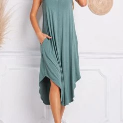 Levency New In I THINK NOT V Neck Tank Midi Dress
