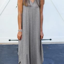 Levency New In I THINK NOT V Neck Tank Midi Dress