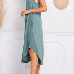 Levency New In I THINK NOT V Neck Tank Midi Dress