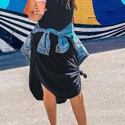 Levency New In I THINK NOT V Neck Tank Midi Dress