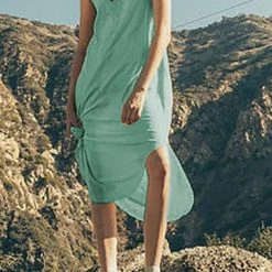 Levency New In I THINK NOT V Neck Tank Midi Dress