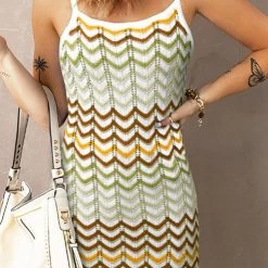 Levency Chevron Slip Bodycon Mini Dress