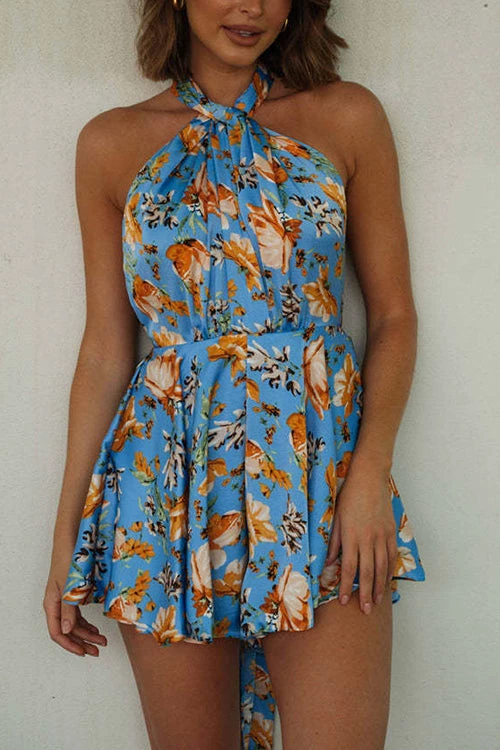 Levency New In Floral Halter Neck Backless Mini Dress 7 Levency New In Floral Halter Neck Backless Mini Dress