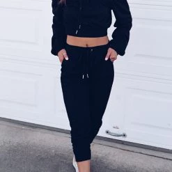 Levency New In Off Shoulder Drawstring Crop Jogger Pants Set